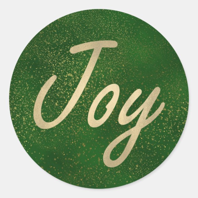 Green and Gold Joy Christmas Stickers (Front)