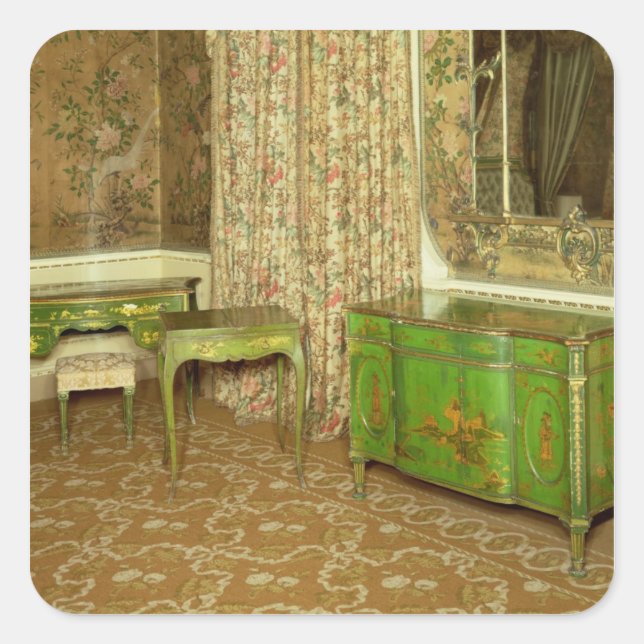 Green and gold lacquer furniture in the state square sticker (Front)