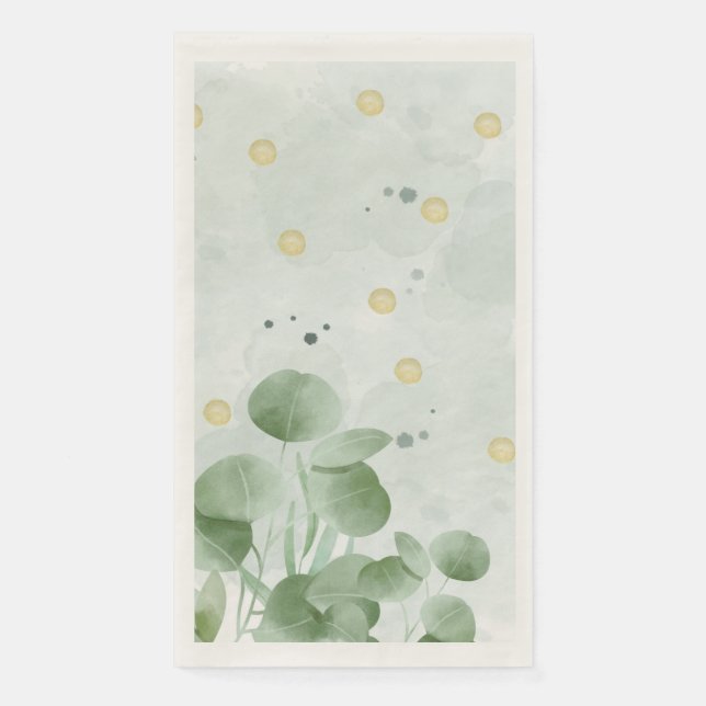 Green and gold Leaf Napkin (Front)