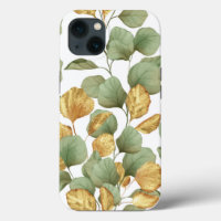 Green and gold leaves.  Pattern