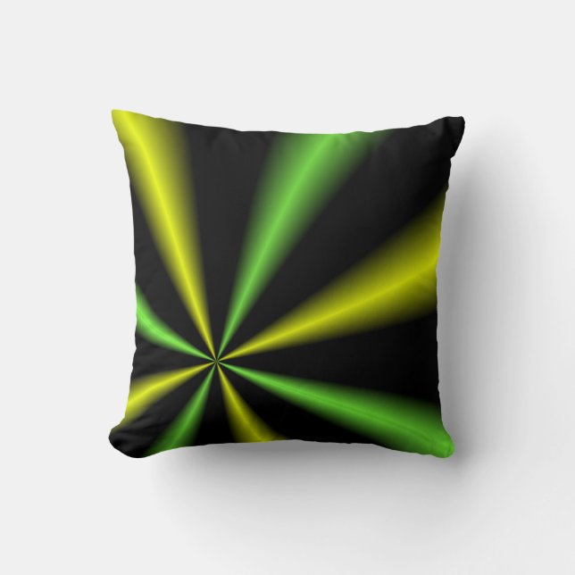 Green and Gold Lightbeams Cushion (Front)