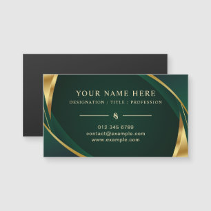 Green and Gold Magnetic Card for Business Info
