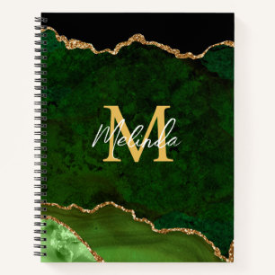 Green and Gold Marble Agate Notebook