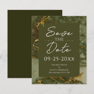 Green and Gold Marble Budget Save the Date 