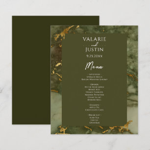 Green and Gold Marble Budget Wedding Menu