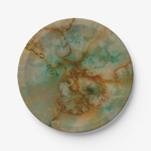 Green and Gold Marble Paper Plate