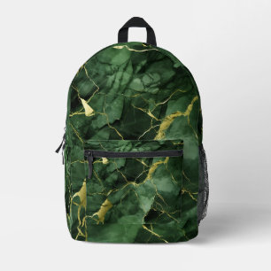 Green and Gold Marble Printed Backpack