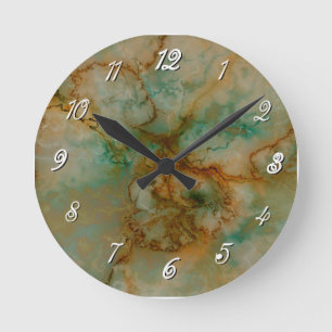 Green and Gold Marble Round Clock