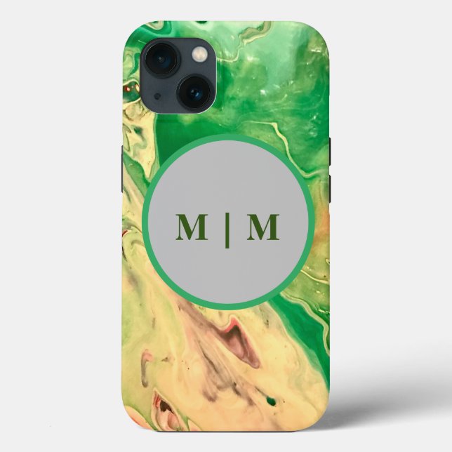 Green and gold marble swirls  Case-Mate iPhone case (Back)