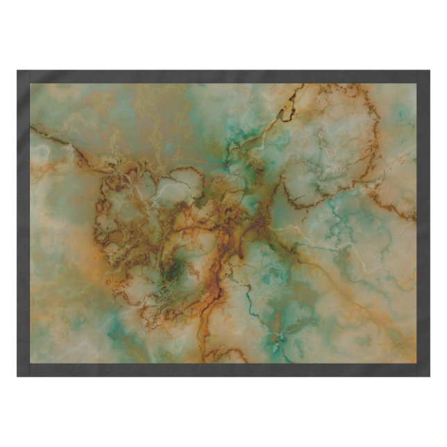 Green and Gold Marble Tablecloth (Front (Horizontal))