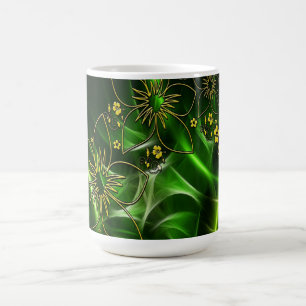 Green and Gold Modern Abstract Flower Coffee Mug