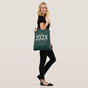 green and gold modern script stylish graduation  tote bag