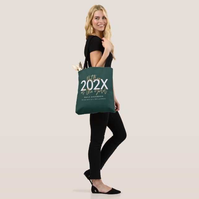 green and gold modern script stylish graduation  tote bag (On Model)
