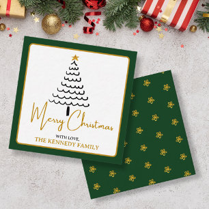Green And Gold Modern Tree Merry Christmas Budget Card