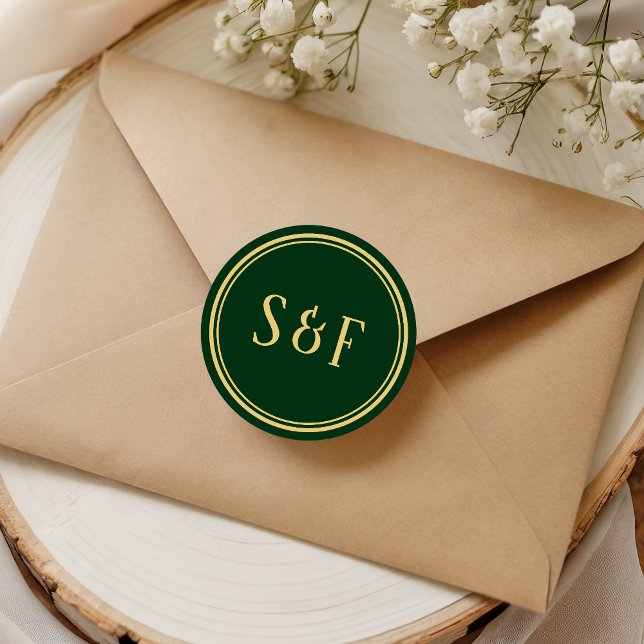 Green and Gold Monogram Envelope Seal (Creator Uploaded)