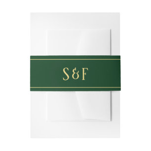 Green and Gold Monogram Invitation Belly Band