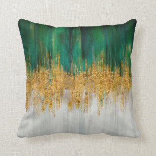 Green and gold motion abstract cushion