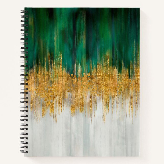 Green and gold motion abstract notebook (Front)