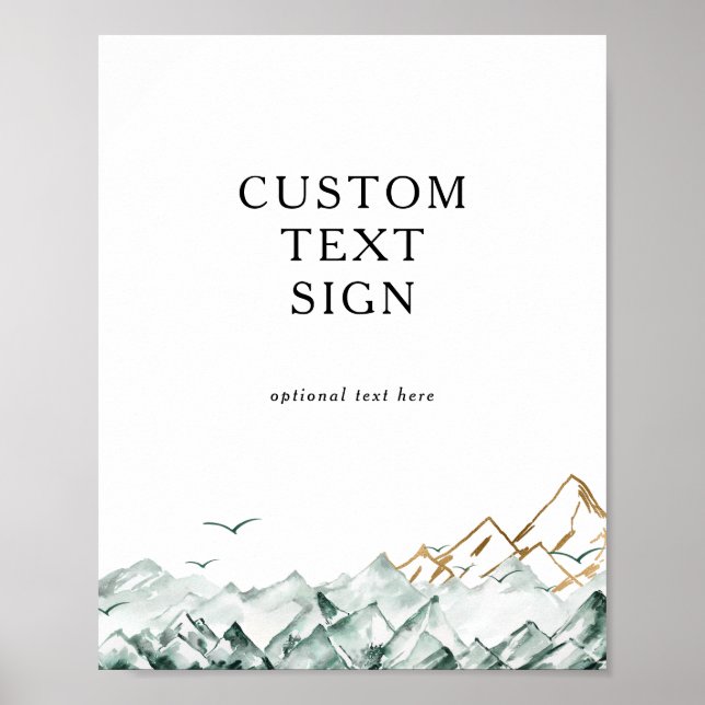 Green and Gold Mountain Cards and Gifts Custom Poster (Front)