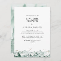 Green and Gold Mountain Lingerie Shower Invitation