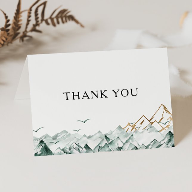 Green and Gold Mountain Thank You Card (Creator Uploaded)