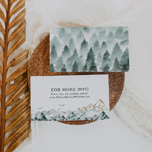 Green and Gold Mountain Wedding Website Enclosure Card