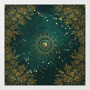 Green and Gold Ornate flourish floral