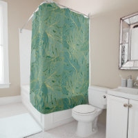 Green and gold palm leaves pattern