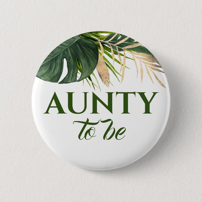 Green and Gold Palm Leaves Tropical Baby Shower 6 Cm Round Badge (Front)