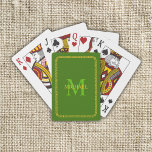 Green and Gold Personalised Monogram and Name  Playing Cards<br><div class="desc">Green and Gold Personalised Monogram and Name Bicycle Playing Cards</div>