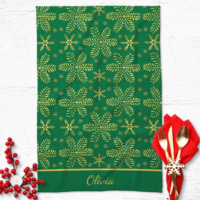 Green and Gold Personalised Tea Towel (Creator Uploaded)
