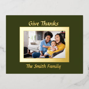 Green and Gold Photo Thanksgiving Foil Holiday Car