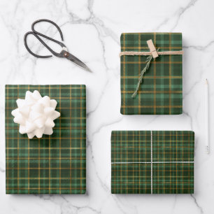 Green and Gold Plaid Wrapping Paper
