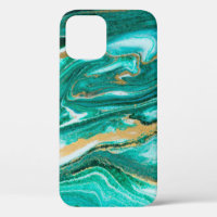Green and gold ripple of agate background. Golden