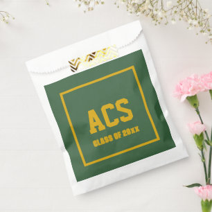 Green and Gold School Colours and Letters Favour Bags