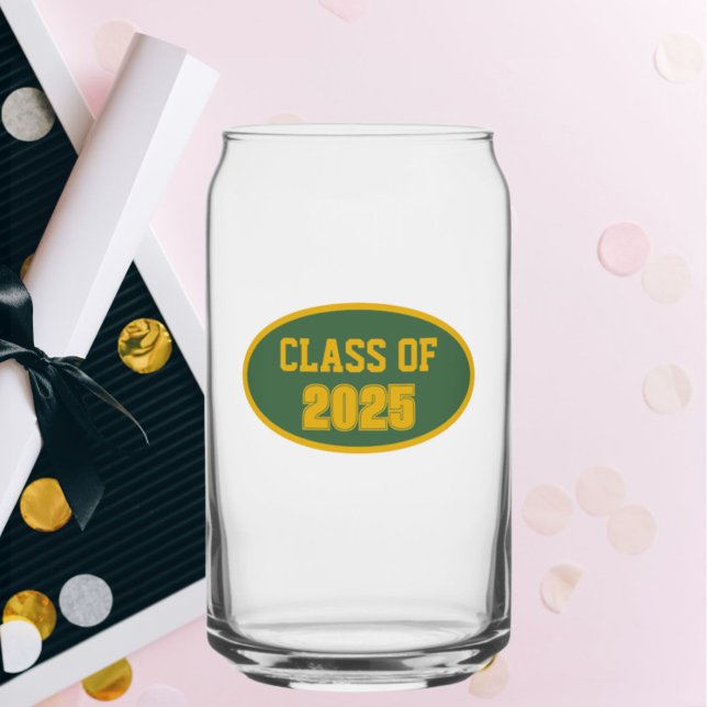 Green and Gold School Colours Class Year Can Glass (In Situ (Graduation))