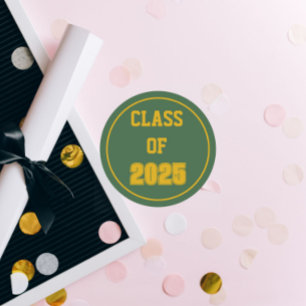 Green and Gold School Colours Class Year Classic Round Sticker