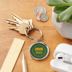 Green and Gold School Colours Grad Key Ring