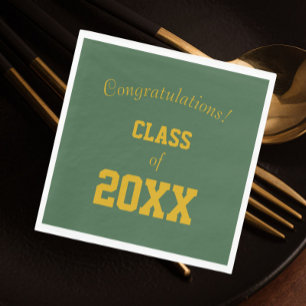 Green and Gold School Colours Graduation Napkin