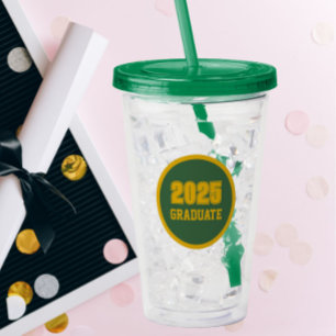 Green and Gold School Colours Graduation Year Acrylic Tumbler