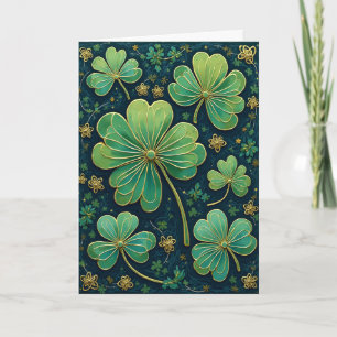 Green and Gold Shamrocks Holiday Card