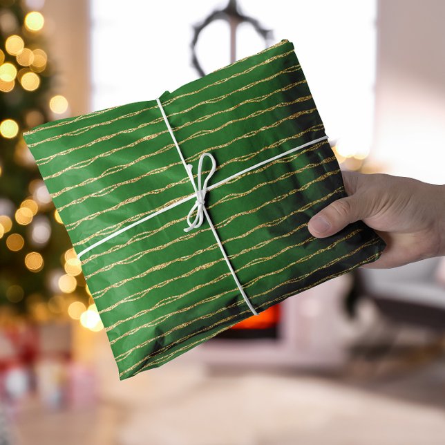 Green and Gold Shimmery Christmas Elegant Holiday Tissue Paper (Green shimmery Christmas Tissue Paper)