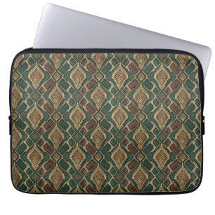 Green and Gold Snake Skin Pattern - Animal Print Laptop Sleeve