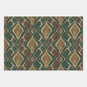 Green and Gold Snake Skin Pattern - Animal Print Wrapping Paper Sheet