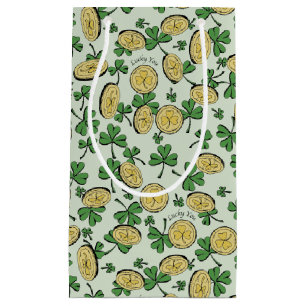 Green and Gold St Patrick's Lucky You Shamrock Small Gift Bag