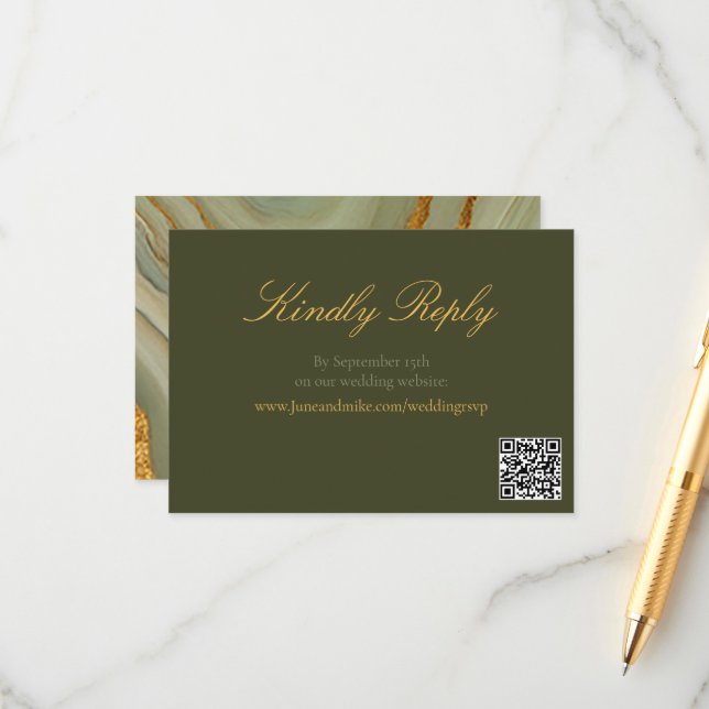 Green And Gold Stone Pattern  Enclosure Card (Front/Back In Situ)