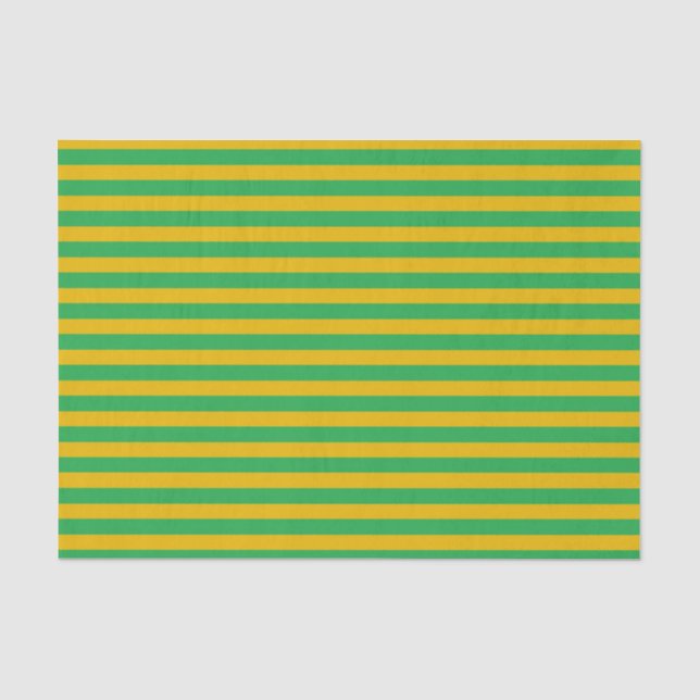 Green and Gold Stripes Tissue Paper (Front)