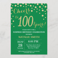 Green and Gold Surprise 100th Birthday Diamond