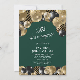 Green and Gold Surprise 50th Birthday Invitation