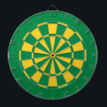 Green and Gold Team Colours Dartboard and Darts<br><div class="desc">Awesome team colours green and gold (yellow) dartboard with darts for your dorm room,  game room,  coach's office,  or man cave! Fun sports decor for any sports fan cheering on the green and gold! A great gift for your boyfriend,  husband,  son,  or dad!</div>